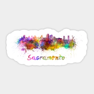 Sacramento skyline in watercolor Sticker